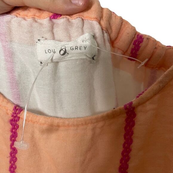 Lou & Grey Ann Taylor Loft Ivory Orange Striped Print Romper - Picture 7 of 9